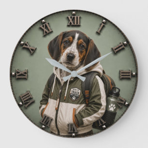 Reloj Redondo Grande Cute Treeing Walker Coonhound Puppy