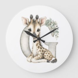 Reloj Redondo Grande Cute watercolour baby animal alphabet Giraffe