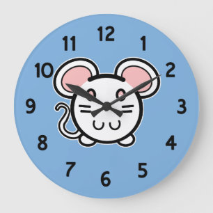 Reloj Redondo Grande Cute White Mousie