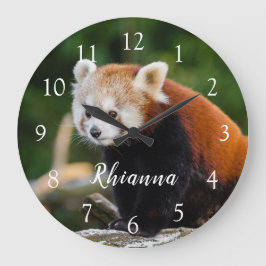 Reloj Redondo Grande Cute Wild Red Panda Photo Personalized