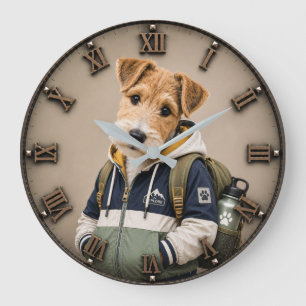 Reloj Redondo Grande Cute Wire Fox Terrier Puppy 