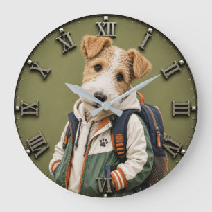 Reloj Redondo Grande Cute Wire Fox Terrier Puppy