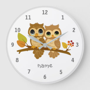 Reloj Redondo Grande Cute Woodland Animal Owl Wall Clock