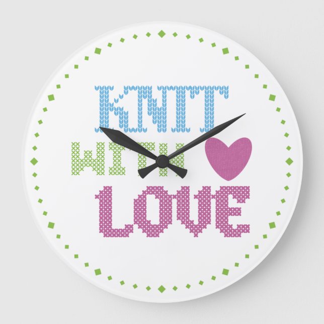 Reloj Redondo Grande Cuto punto rosa blanco con amor (Anverso)