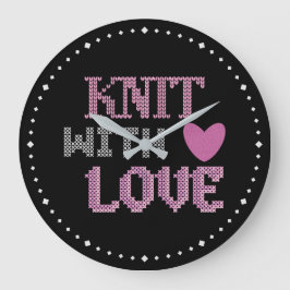 Reloj Redondo Grande Cuto punto rosado negro con amor