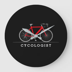 Reloj Redondo Grande Cycologist text with red bicycle