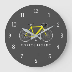 Reloj Redondo Grande Cycologist Yellow Bicycle Large Clock