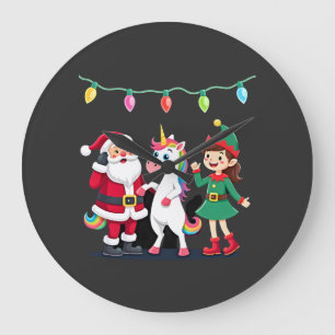 Reloj Redondo Grande Dabbing Santa Elfo Unicornio Navidad Niños Chicos