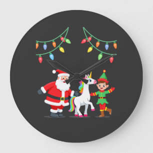 Reloj Redondo Grande Dabbing Santa Elfo Unicornio Navidad Niños Hombres
