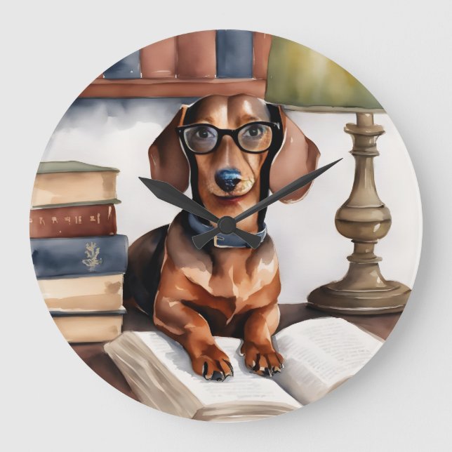Reloj Redondo Grande Dachshund (Anverso)