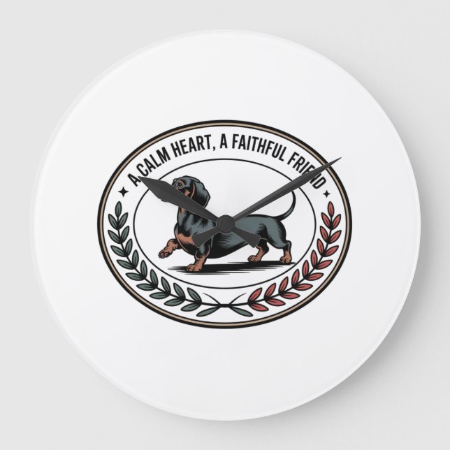 Reloj Redondo Grande Dachshund A Calm Heart, A Faithful Friend (Anverso)