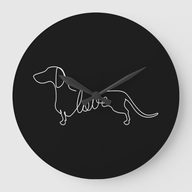 Reloj Redondo Grande Dachshund Chiweenie Wiener Dog Love Art Sketch (Anverso)