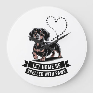 Reloj Redondo Grande Dachshund Let Home Be Spelled With Paws