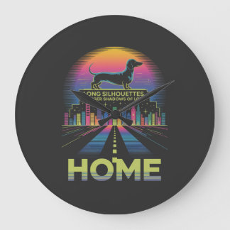 Reloj Redondo Grande Dachshund Long Silhouettes, Longer Shadows Of Love