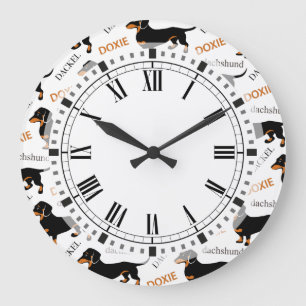 Reloj Redondo Grande Dachshund o modelo lindo de Doxie