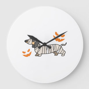 Reloj Redondo Grande Dachshund Perro Halloween Caramelo De Maíz Luna Ll