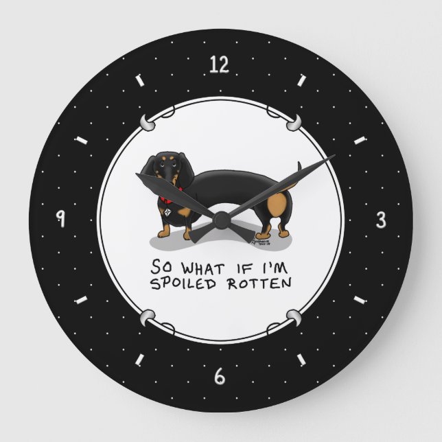 Reloj Redondo Grande Dachshund podrido podrido (S negro & tan) Perro cu (Anverso)