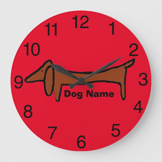 Reloj Redondo Grande Dachshund, Red Clock, nombre de edición (Anverso)