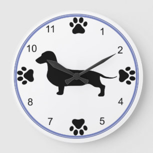Reloj Redondo Grande Dachshund Silhouette