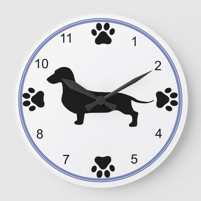 Reloj Redondo Grande Dachshund Silhouette (Anverso)