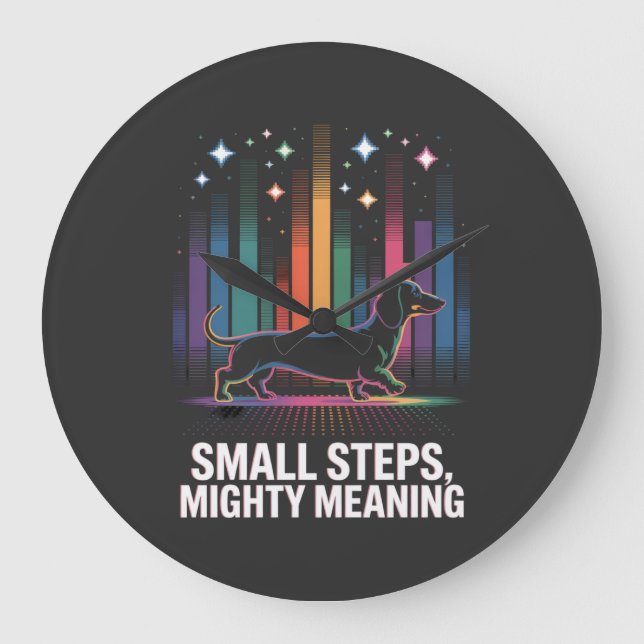 Reloj Redondo Grande Dachshund Small Steps, Mighty Meaning (Anverso)