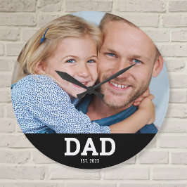 Reloj Redondo Grande Dad Established Modern White Photo Round