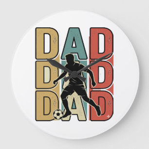 Reloj Redondo Grande Dad Fútbol Diseño de vector de grabado vintage_1