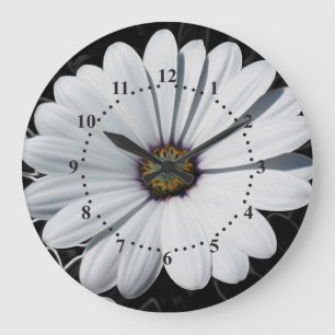 Reloj Redondo Grande Daisies and shades of gray
