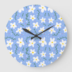 Reloj Redondo Grande Daisies azules