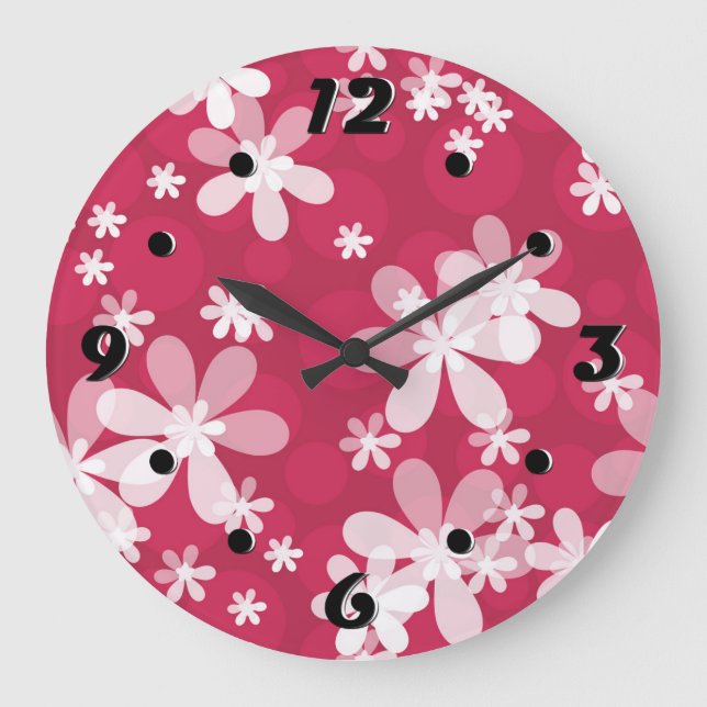 Reloj Redondo Grande Daisies blancos (Anverso)