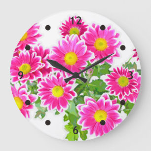 Reloj Redondo Grande Daisies rosados / Asters Bouquet + tus ideas