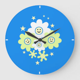 Reloj Redondo Grande Daisies y estrellas