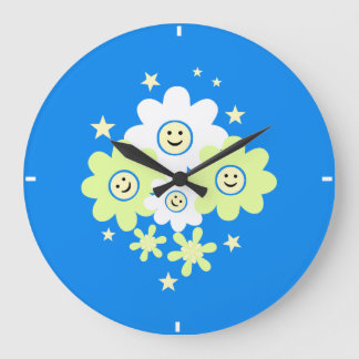 Reloj Redondo Grande Daisies y estrellas