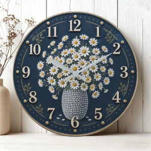 Reloj Redondo Grande Daisy Bouquet Farmhouse Floral Cottage Kitchen