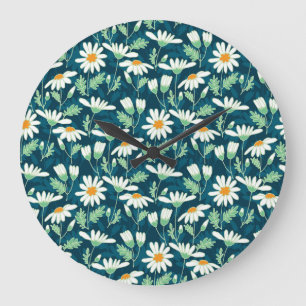 Reloj Redondo Grande Daisy Ditsy Chamomile Impresión romántica