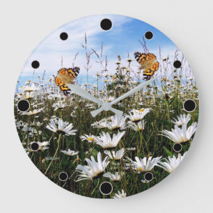 Reloj Redondo Grande Daisy Meadow con las mariposas