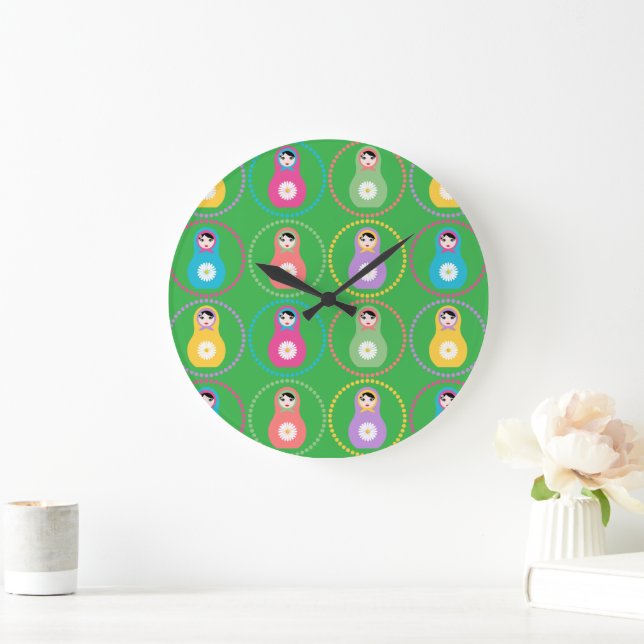 Reloj Redondo Grande Daisyflower Matryoshka (Hogar)