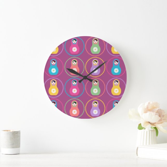 Reloj Redondo Grande Daisyflower Matryoshka (Hogar)