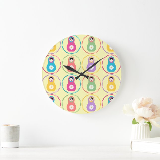 Reloj Redondo Grande Daisyflower Matryoshka (Hogar)