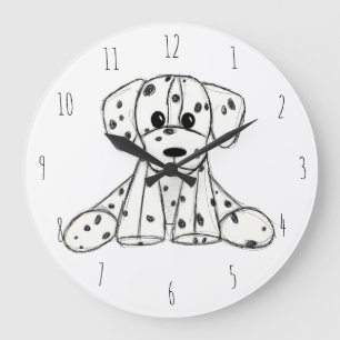 Reloj Redondo Grande Dalmatian stuffed dog drawing outline simple black