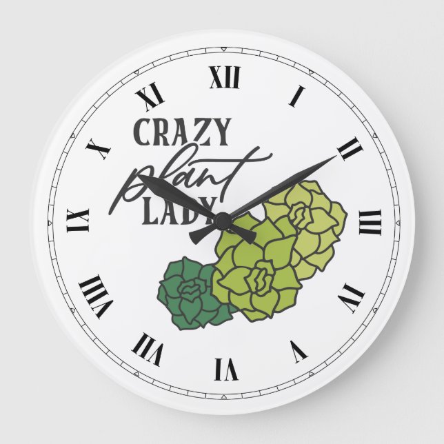 Reloj Redondo Grande Dama de planta loca (Anverso)