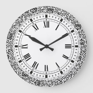 Reloj Redondo Grande Damasco blanco y negro del Pre-Raphaelite del