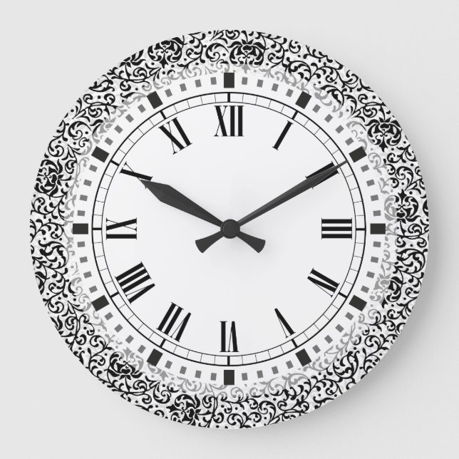 Reloj Redondo Grande Damasco blanco y negro del Pre-Raphaelite del (Anverso)
