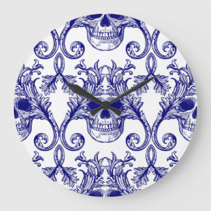 Reloj Redondo Grande damasco bohemio, adorno sin costura.