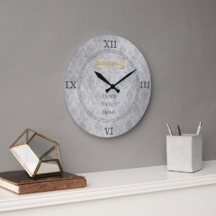 Reloj Redondo Grande Damasco de la libélula dorada