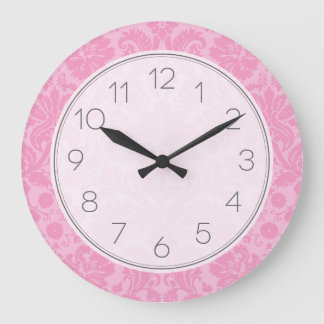 Reloj Redondo Grande Damasco elegante rosado del vintage