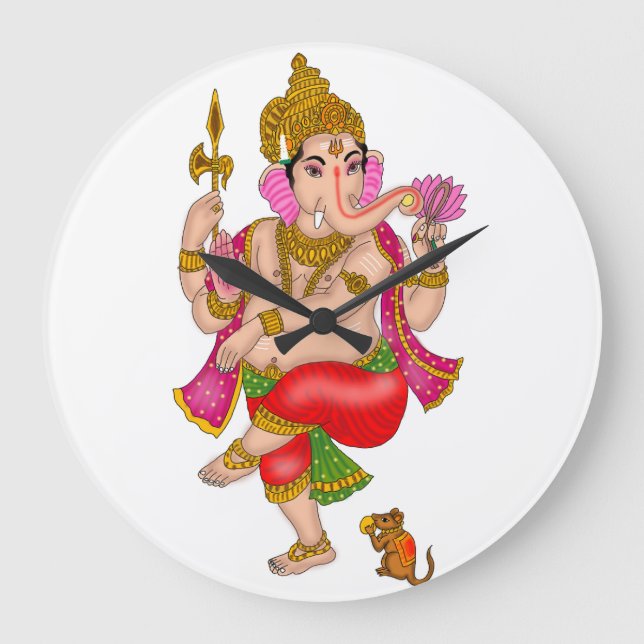 Reloj Redondo Grande Dancing Ganesha Clock (Anverso)