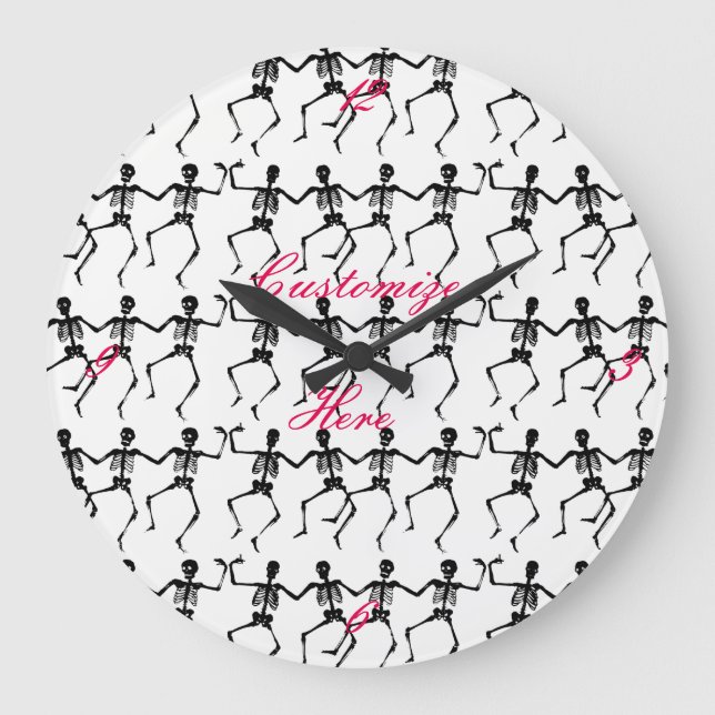 Reloj Redondo Grande Dancing Skeletons Halloween Thunder_Cove (Anverso)
