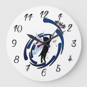 Reloj Redondo Grande Dandelia de gato cósmico