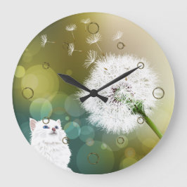 Reloj Redondo Grande Dandelion y Cat Wall Clock